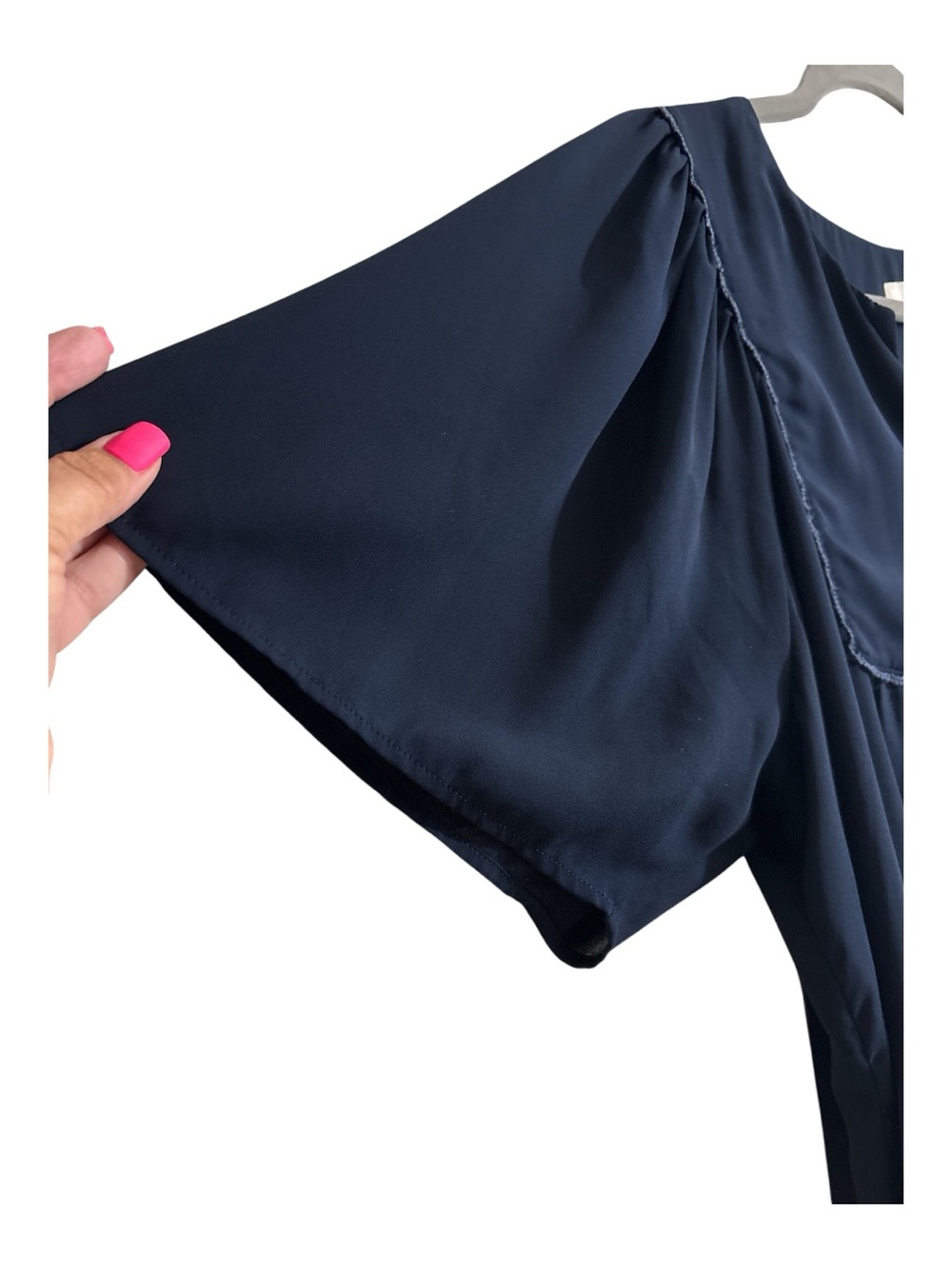 Loft Navy V-Neck Flutter Sleeve Top - Picture 4 of 4
